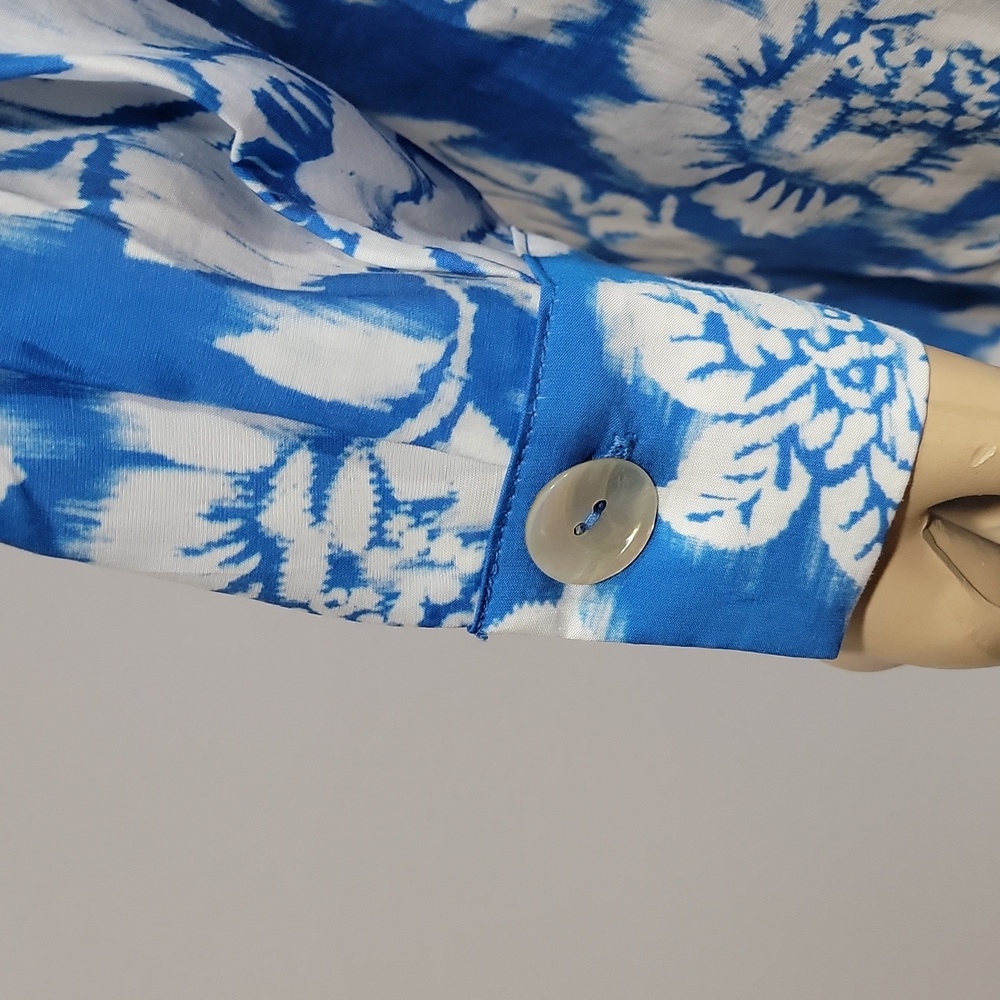 Zara floral Blue print shirt dress Size M NEW - Picture 7 of 11